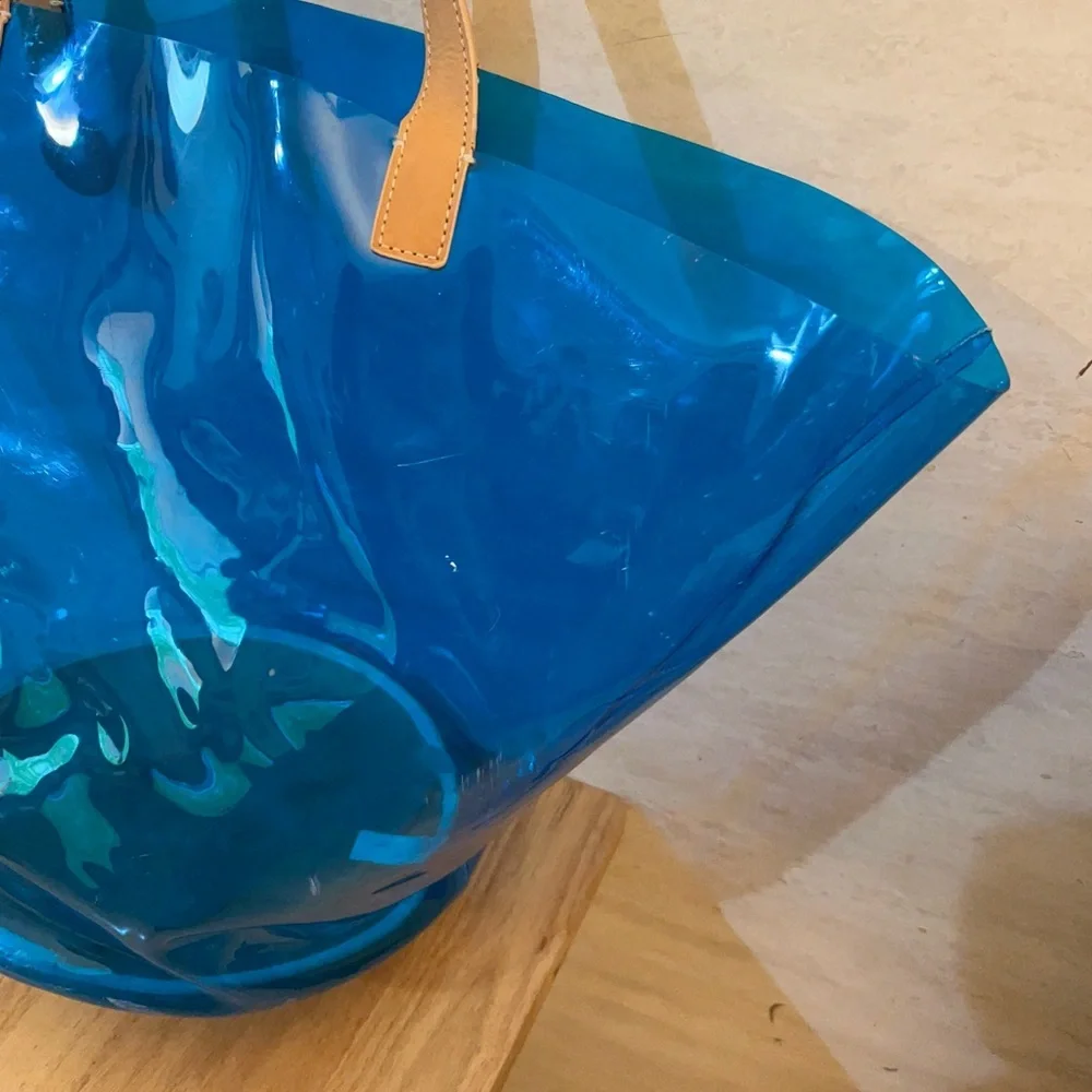 Kate Spade Saturday Blue Transparent Beach Tote Bag,